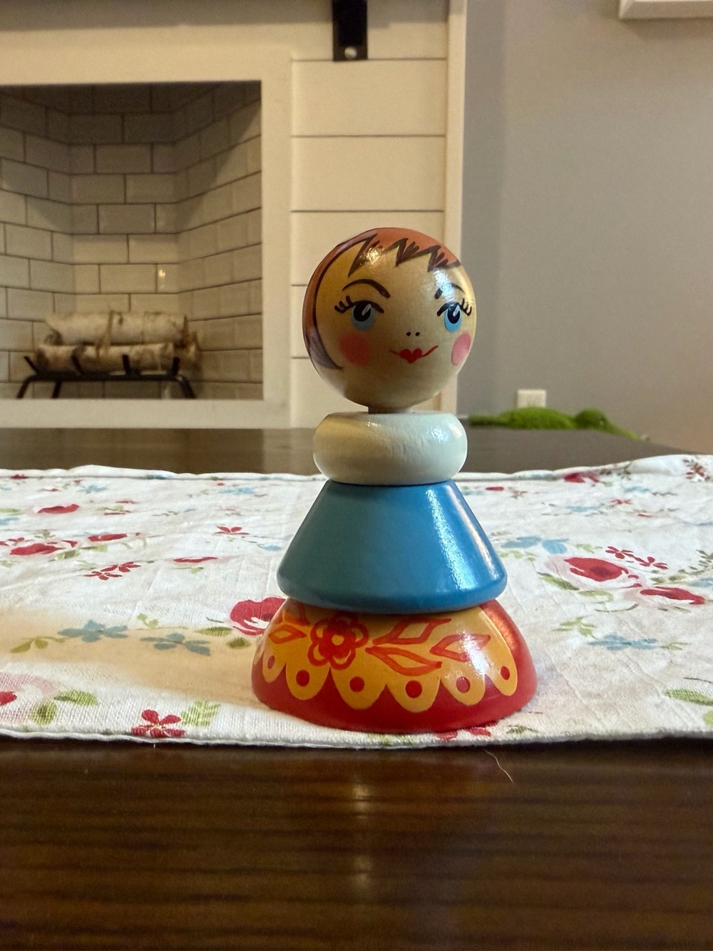 Soviet-era Russian hand-painted wooden Matryoshka doll
